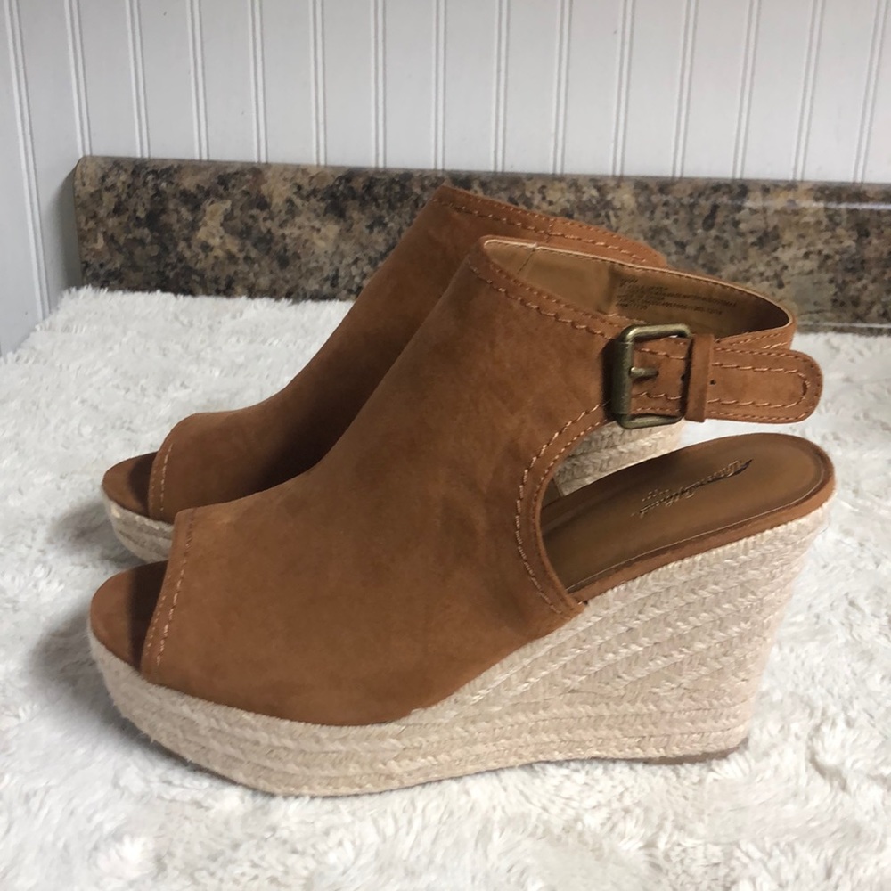 Tan suede wedges